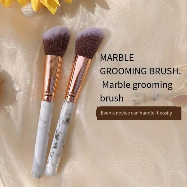 Marble Pattern Makeup Brush - Soft Fiber Bristles, Beveled Blush & Contour Brush