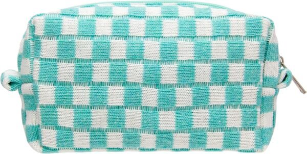 Checkered Makeup Bag for Purse Portable Zipper Make Up Pouch Small Cosmetic Case