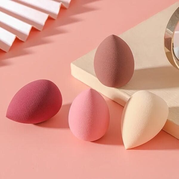 4pcs Makeup    Sponge Blender - Non-Latex, Skin-Friendly, Dual Use for Wet and Dry Foundation Blending